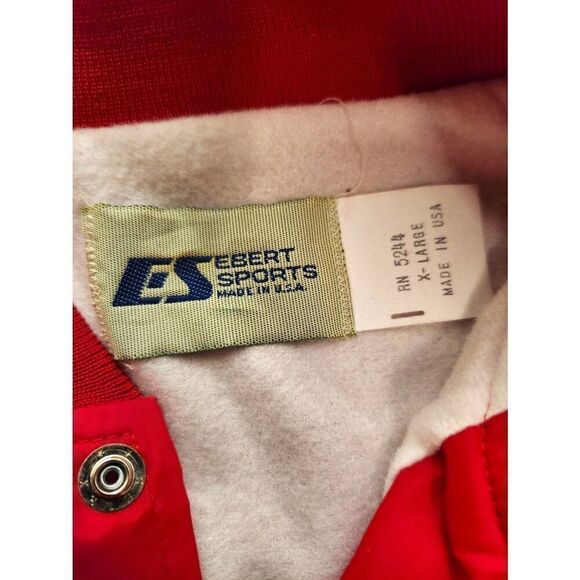 Vintage 80's/90's Made in USA XL fleece lined jacket soft shell Red white snap - Picture 4 of 9